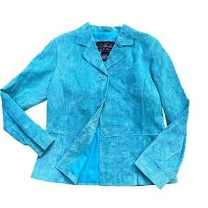 Women’s P/M Atelier by B. Thomas Turquoise Suede Jacket Vintage Festival